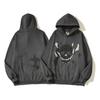 American Retro Flame Skull Foam Printed Hooded Sweater, Loose Coat for Men and Women In European and American High Streets