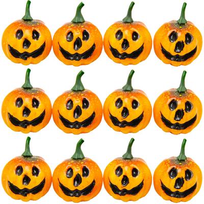 GLOBAL BOX Halloween Mini Pumpkin Ornaments (Set of 12 Smiley Faces)