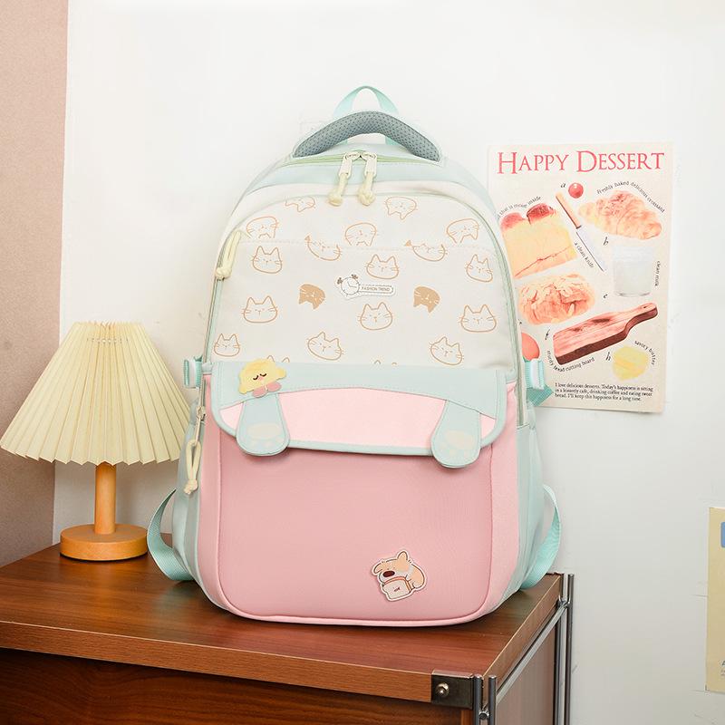 New High-value, Fresh and Sweet, Contrasting Color Splicing Backpack, Lightweight and Simple Backpack for Junior High School Students