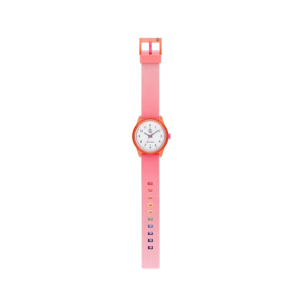 Q&Q SmileSolar by Citizen Unisex Solar Analog Watch 10 Bar Waterproof Pink Gradient Strap RP26-007