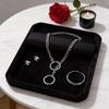 Punk Rock Geometric Chain Necklace With Heart Pendant For Women