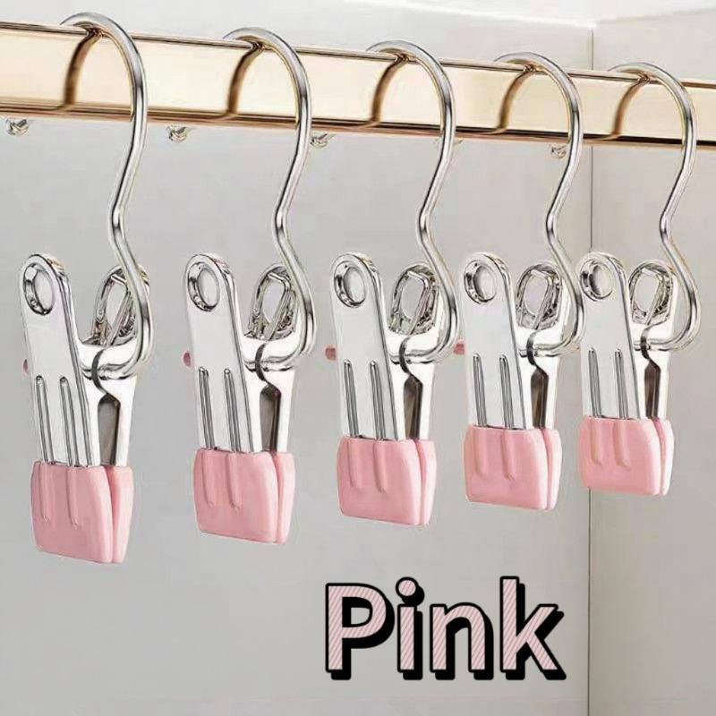 10pcs Stainless Steel Clothespins Laundry Clothes Pegs Hook Portable Hanging Clothes Clip Wardrobe Clothes Organizer Hanger