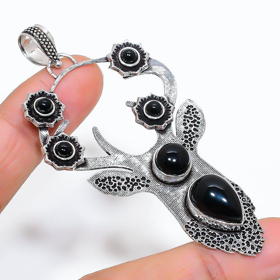 

Black Onyx Gemstone Handmade Ethnic Jewelry Pendant 3.07 VR-3890