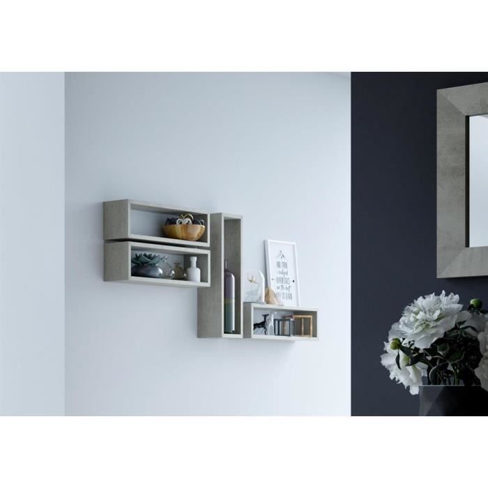Etagères - mobili fiver - iacopo - 4 cubes muraux - mélaminé - effet béton - made in italy