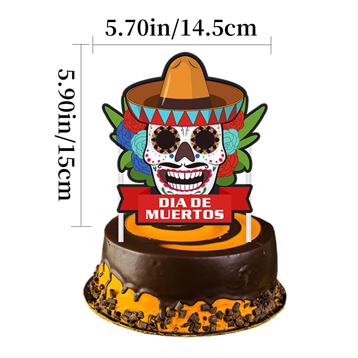 Mexican Day Of The Dead Party Decorative Cake Plug Party Arrangement Skull Cake Plug-In Batch Day of the Dead 1 pcs large power strip