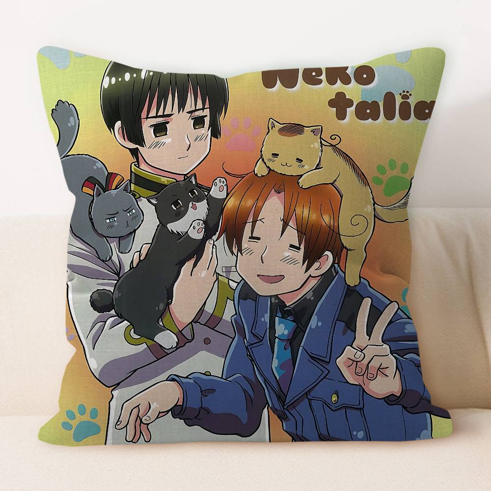 H-Hetalia Axis Powers Kissenbezug Quadratischer Kissenbezug 3D Weich Plüsch Dekokissenbezug Wohnzimmer Sofa Schlafzimmer Heimzimmer Bett