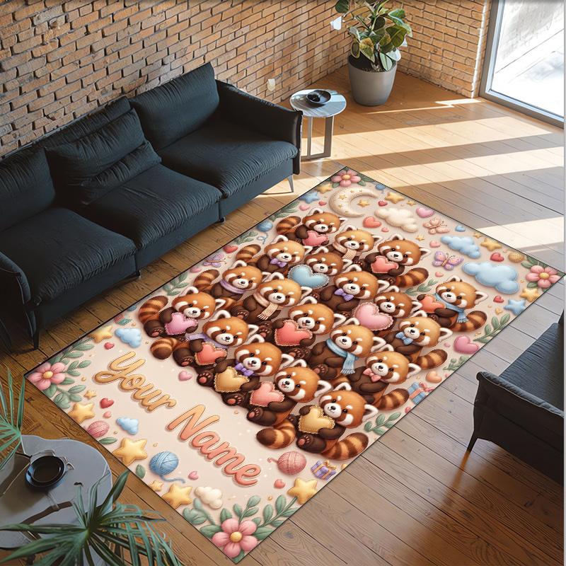 Valentine Love Theme Crystal Velvet Rug Personalized Custom Name Text Soft Floor Mat Home Decor