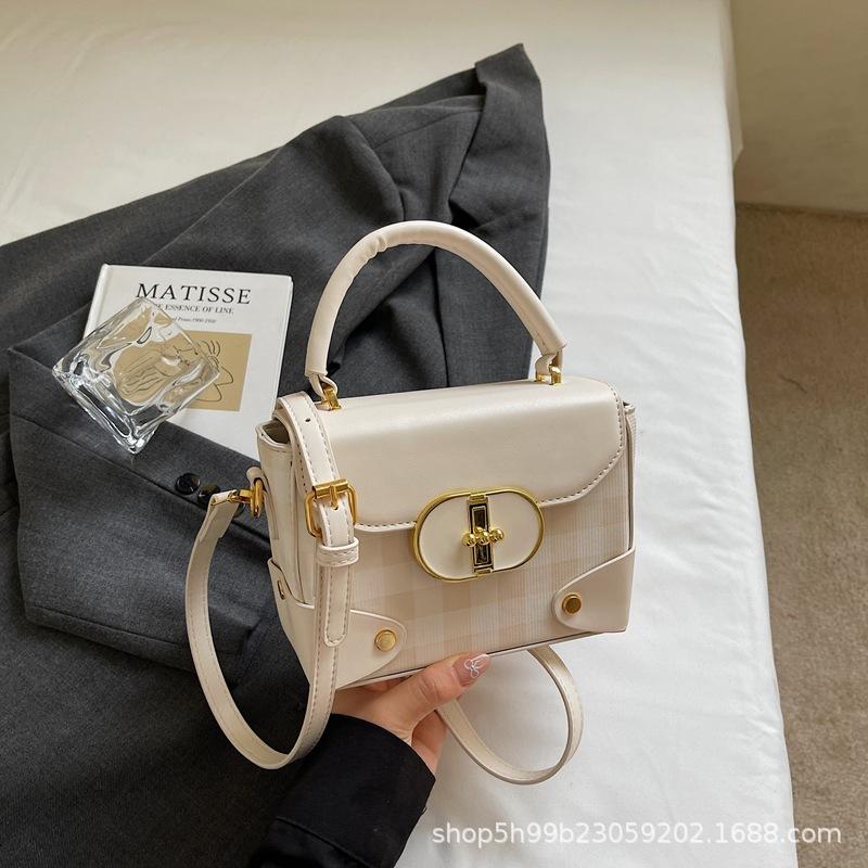 Women's bag new printed fashion trend messenger bag retro versatile square grid shoulder handbag small satchel