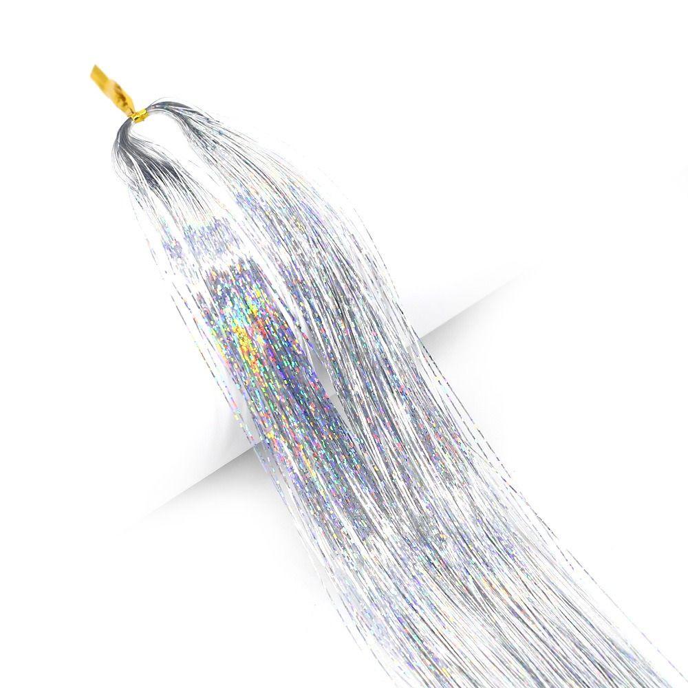 Hippie Decor Glitter Strips Party Headdress Tinsel Sparkle Silk Wig Long Straight Sparkly Ponytail
