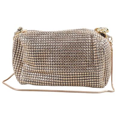 Ketten-Bling Schultertasche PU-Leder Modische Handtasche All-Match Wasserdichte Schultertasche mit verstellbarem Riemen Gold S