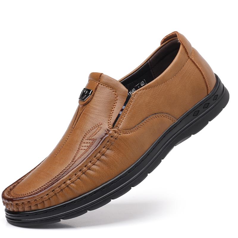 

Men s Leather Shoes Business Formal Slip On Office Shoes Elegant Black Casual Soft Leather Shoes For Mens Comfortable Wedding Le 44 хаки