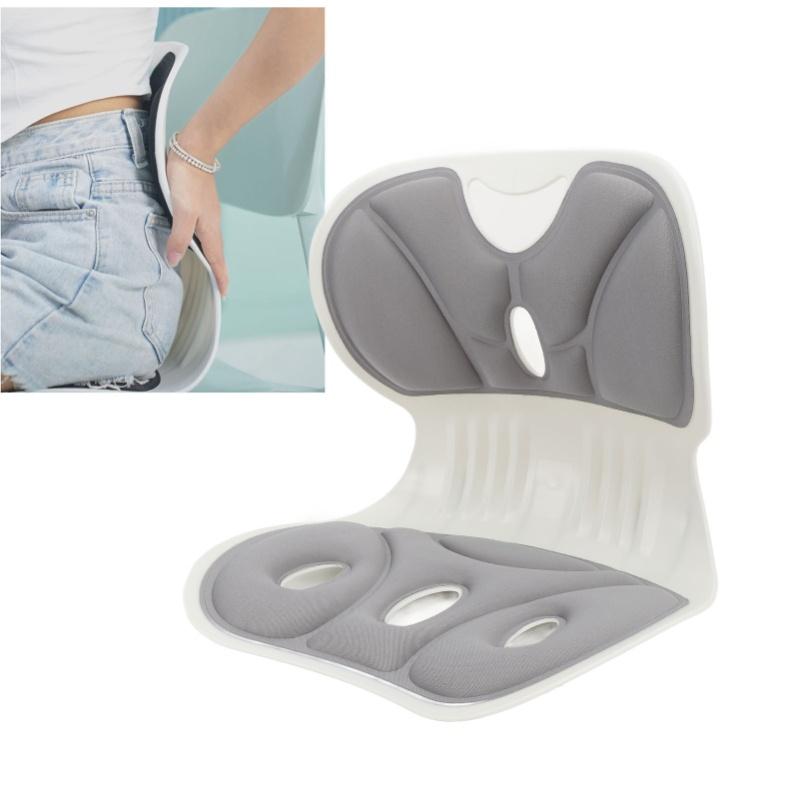 Back And Lumbar Support Breathable Fabric Petal Shaped Office Chair Seating Cushion Black