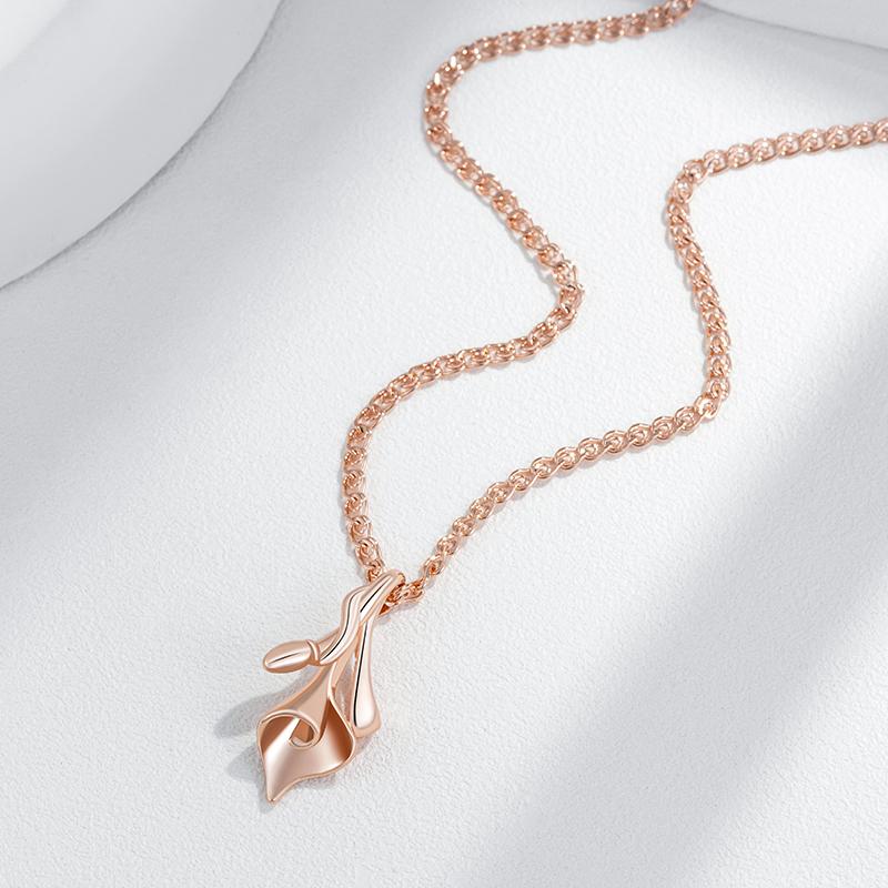 Unique Flower Ethnic Bridal Pendant Necklace For Women Fashion  Rose Gold Color High Quality Daily Fine Jewelry