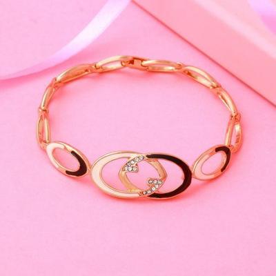 Women's Rose Gold Bracelet with Black and White Enamel
