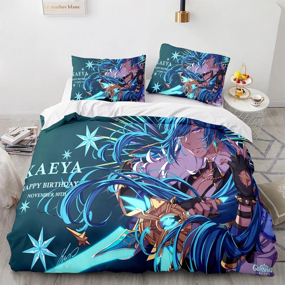 Genshin Impact Bedding Set Single Twin Full Queen King Size Game Anime Bed Set Aldult Kid Bedroom Duvetcover Sets 3D Print 033