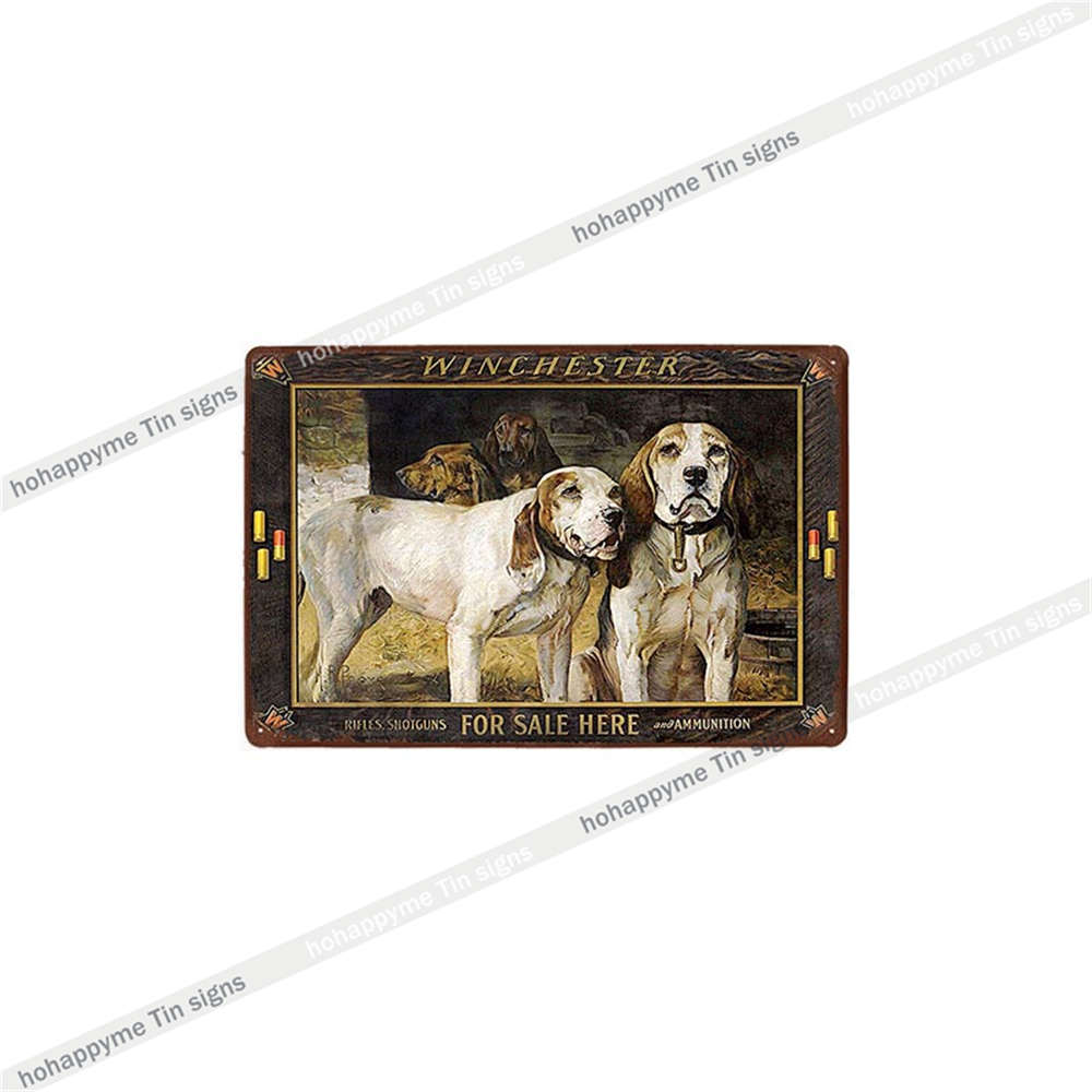 Metallschild im Vintage-Stil, für Männerhöhle, Blechmalerei, Poster, Jagdhunde, Hirsche, Retro-Wandkunst, Eisenplatten, Dekoration, Plakette, 20 x 30 cm