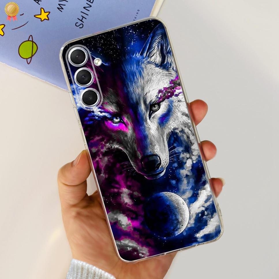 Case For Samsung F54 5G Back Cover Glitters Fashion Cat Wolf Soft Silicon Bumper For Samsung Galaxy F54 5G F546B Phone Case Capa