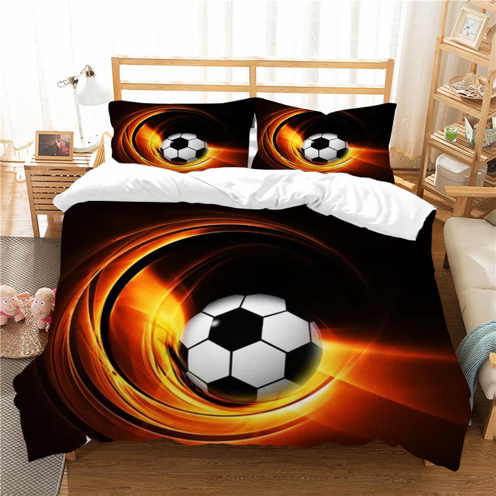 3D Football Printing Home Bedclothes Comforter Duvet Cover Bedding Set Duvet Covers Boy Children Bed Suit Comfortable