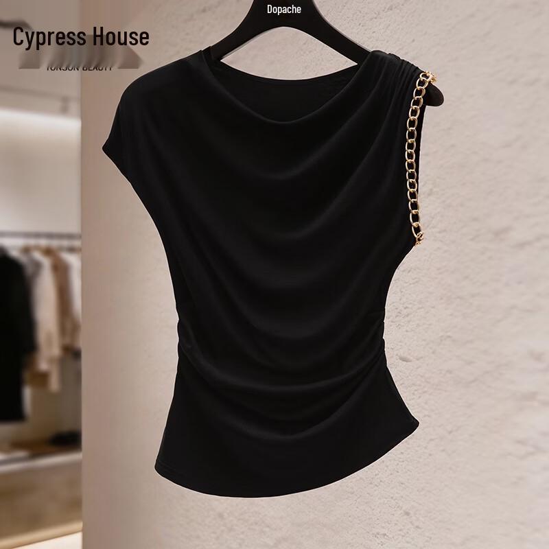 Women s Slim Fit Cartoon Print Round Neck T-shirt L чёрный