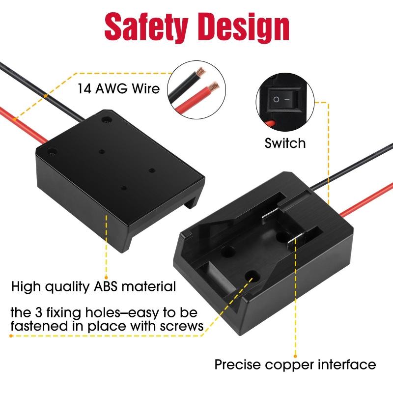 Power Connector Adapter Dock Holder With I/O Switch for 14.4-60V Li-Ion Battery Power Tool Battery Converters