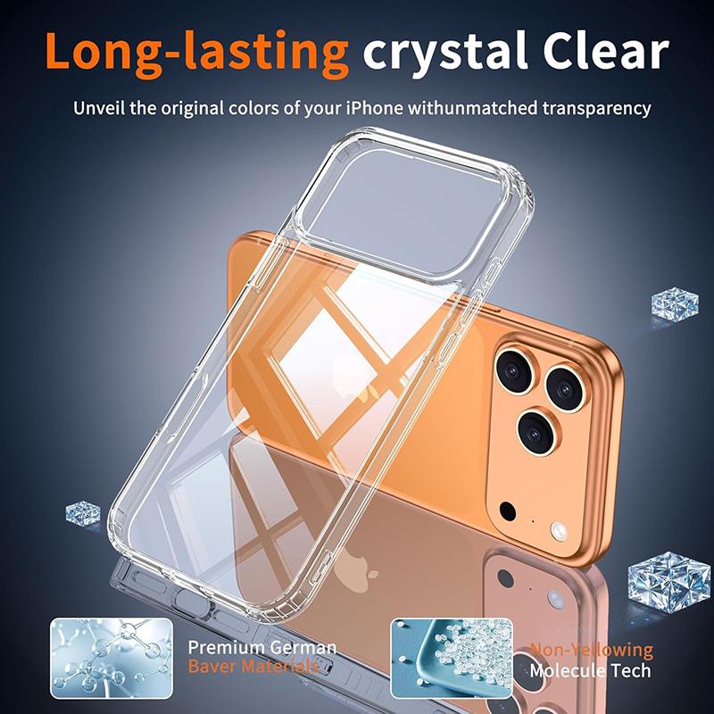 Luxury Hard Acrylic PC Case for iPhone 17 Pro Max Case Military Grade Clear Silicone TPU Phone Case for iPhone 17 Air 5G