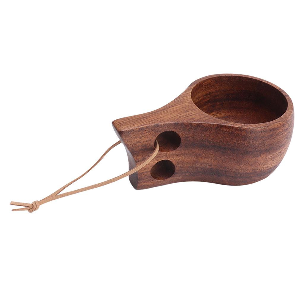 Wooden Cup Tea Mug Portable Hand Carving Natural Drinking Cup Wood Coffee Mug for Home Restaurant Camping
