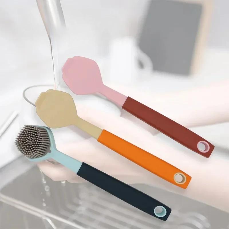 Kitchen Cleaning Utensils Long Handle Pot Brush Not Dirty Hands Plastic Pot Stove Brushs Home Convenience Tools Accessories