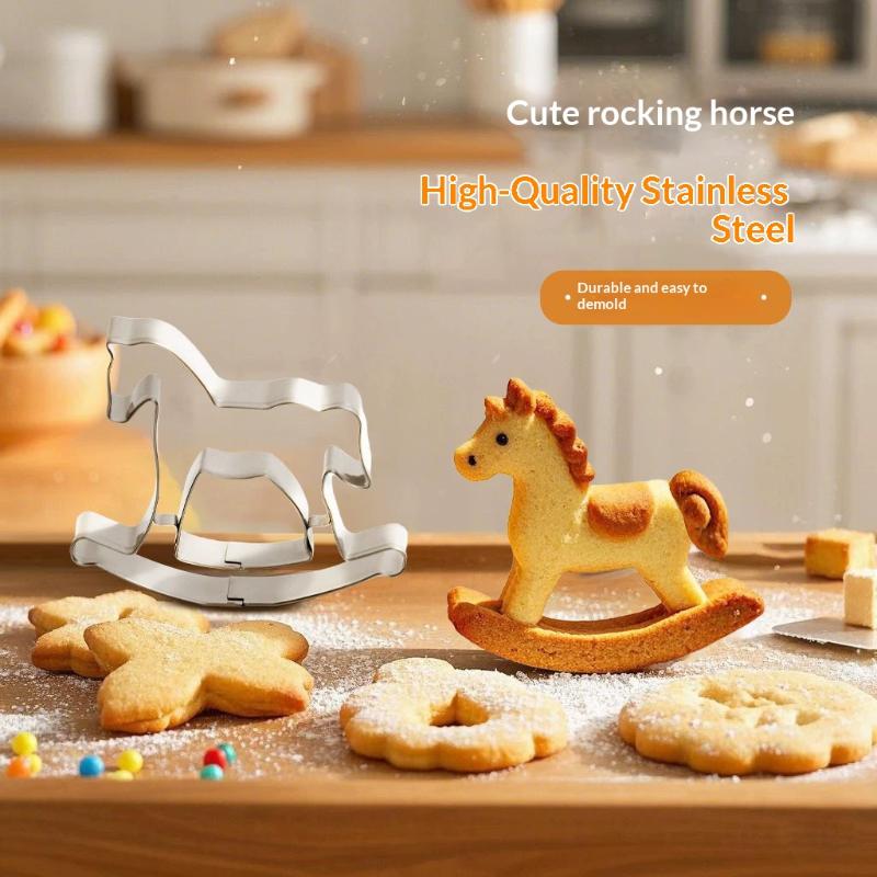 2026 Horse Cookie Cutter Mould Stainless Steel Rocking Horse Shapes Biscuit Mold Fondant Pastry Decor Baking Tools