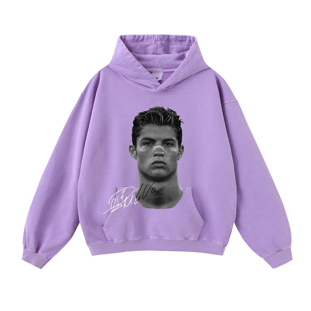 Autumn/Winter 420G Street Football Print Heavyweight Pullover Hoodie