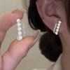 Korean Minimalist Pearl & Rhinestone Double-Row Stud Earrings for Women