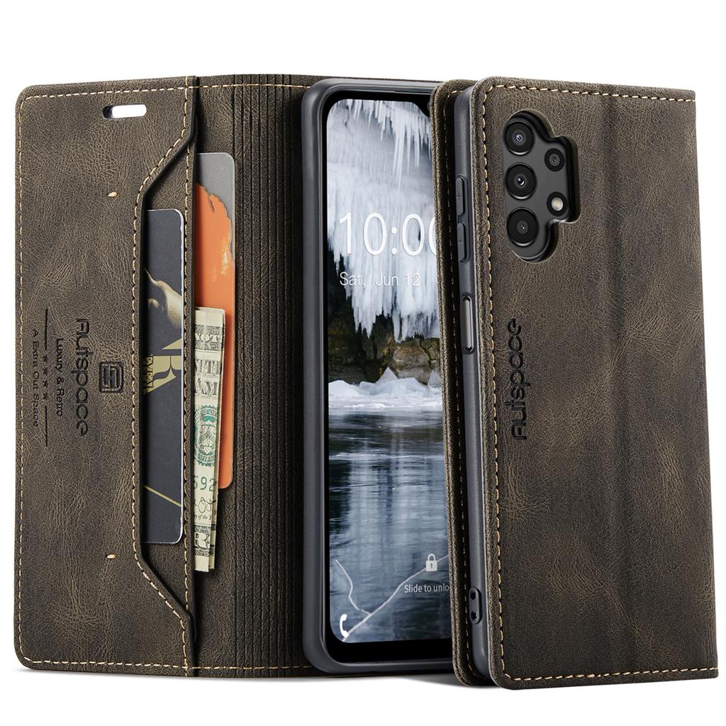 Premium Vintage Leather Wallet Case for Samsung Galaxy A14 4G/5G - RFID Protection Flip Cover with Card Slots, Shockproof Retro Style (4 Colors)