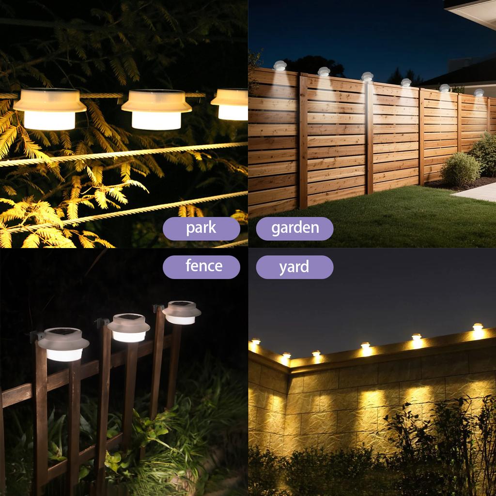 Solar Powered Outdoor Lights w/3 LED Bulbs,Auto On/Off,Wall/Gutter/Fence Mount,Warm White Light,Garden Patio Yard Camping BBQ