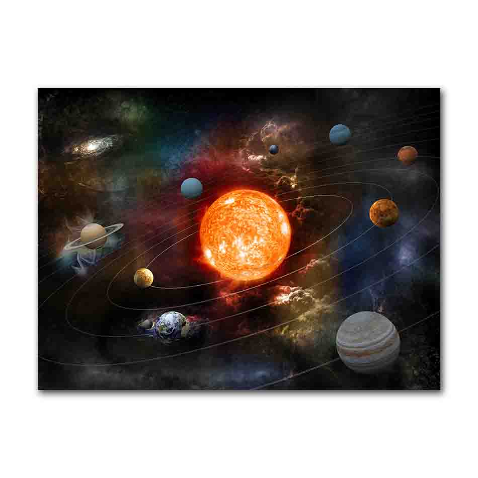 Solar System Planets Stars Canvas Painting On The Wall Canvas Posters and Prints Wall Art Picture for Kids Room Home Decor