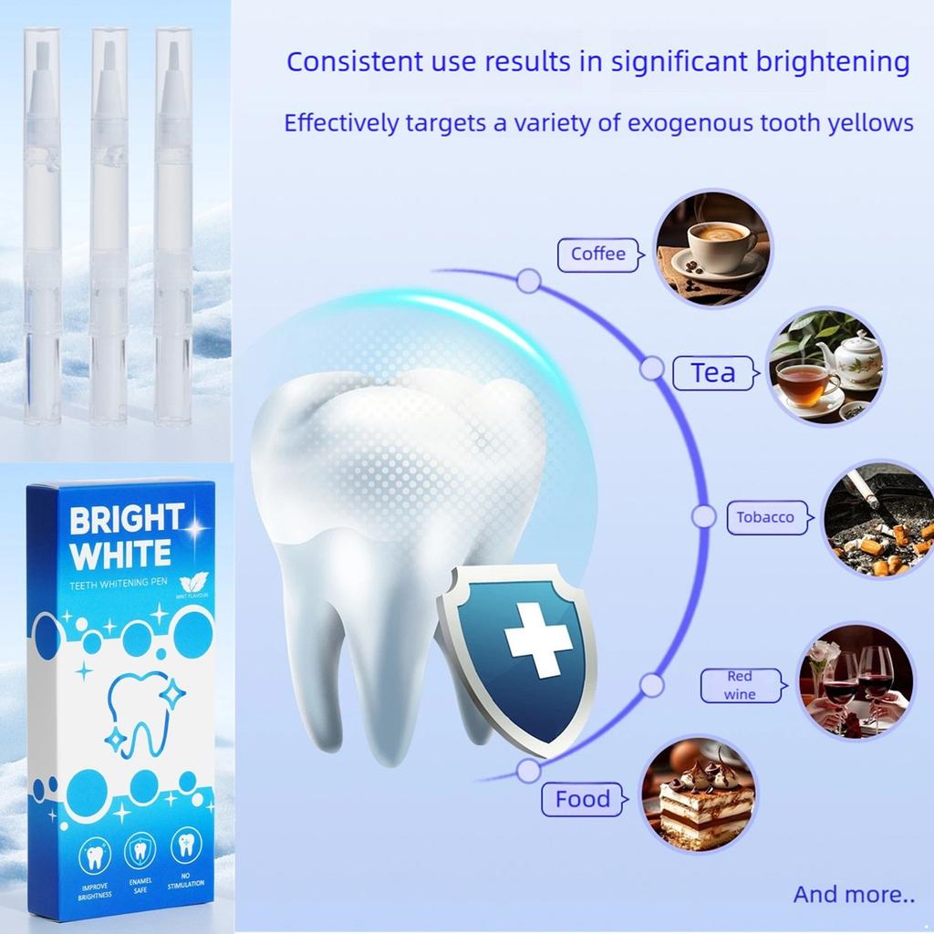 Enamel Care Whitening Gel Pen Kit, 3 Pens for Daily Oral Hygiene, Stains Prevention and Smile Brightening