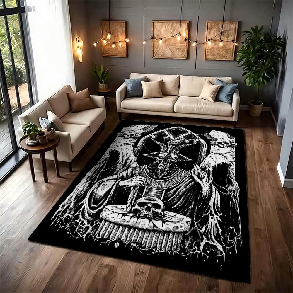 Five Elements Pentacle Double Moons Rectangular Rug Soft Texture Nonslip Carpet For Kids Bedroom Play Area Home Party Decor Holiday Gift