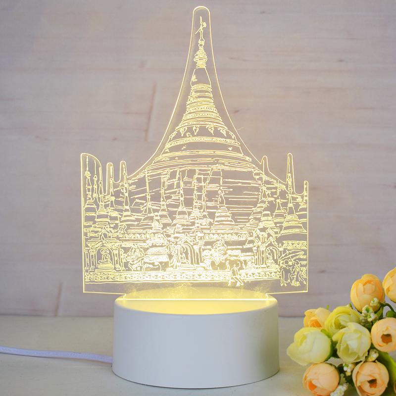 Customize Acrylic 3D Illusion LED Warm White Night Light for Living Room Kids Bedroom Decorative Lamp with USB Power