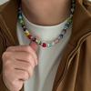 Ingemark Elegante Bunte Acrylperlen Strass Choker Halskette für Herren Exquisit Trendig Verstellbare Kette Y2K Schmuck Geschenke