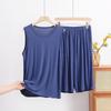 Canottiera da Uomo in Modal Pantaloncini Estivi Larghi Taglia Grande T-shirt Senza Maniche Tasca Esterna Set Pantaloni Pigiami da Casa