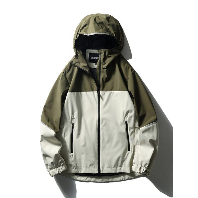 Color-Blocked Windbreaker Jacket for Men, Spring and Autumn Windproof and Waterproof Functional Sports Hooded Windbreaker, Foreign Trade Men's Jacket