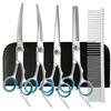 Portable Pet Grooming Scissor Set: Flat & Curved Hairdressing Tools