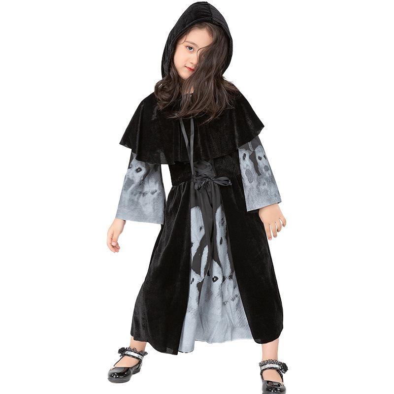 

Костюм на Хэллоуин Платье Жнеца для взрослых, Страшный Костюм Косплей Вампира с Черепом S