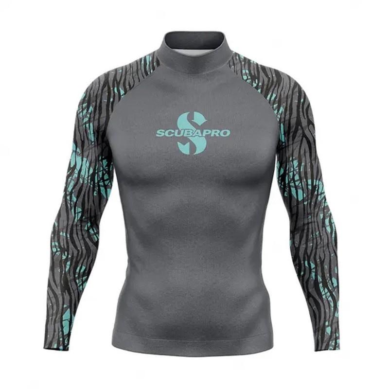 Mens UPF 50 Quick-Dry Long Sleeve Rash Guard Surfing Diving Swimming Water Sports Sun Protection XXS