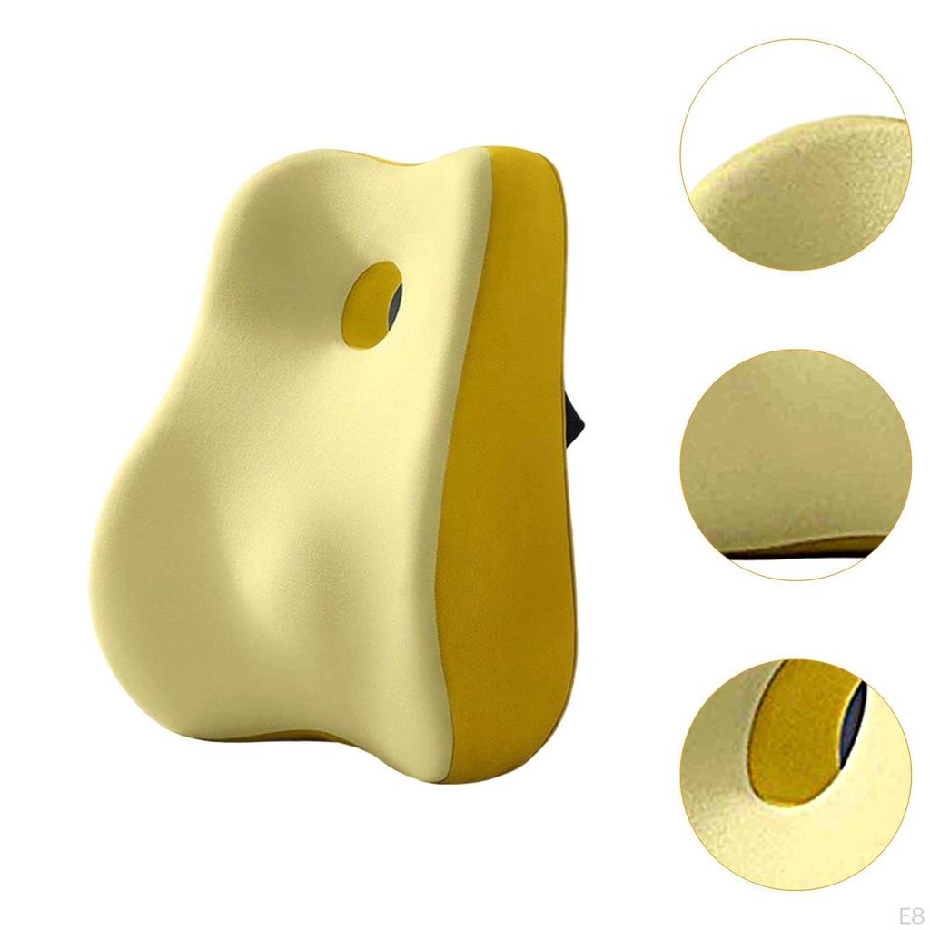 Back Support Cushion for Lumbar Relief, Foam Pillow with Strap Vehicle And Office