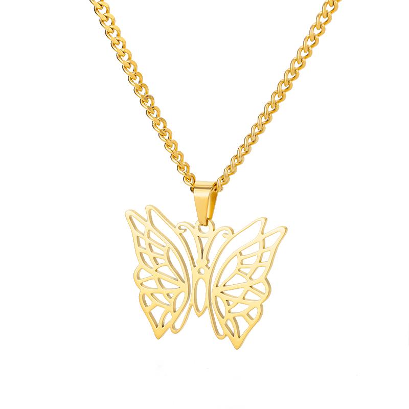 Stainless Steel Butterfly Pendants Necklaces for Women Goth Fashion Gold Color Choker Necklace Aesthetic Wedding Jewelry Gift