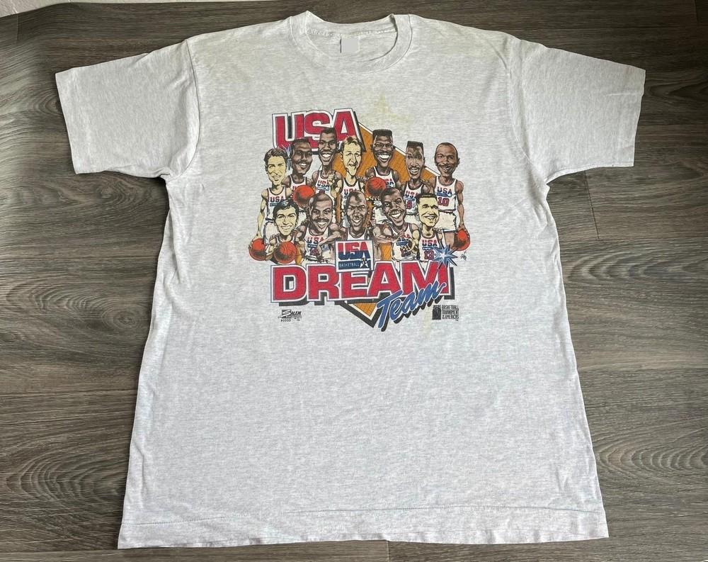 Футболка Dream Team 1992 Винтажная Редкая 90-е Карикатура Футболка Быстрая Доставка Размеры S-5XL Унисекс Футболка M