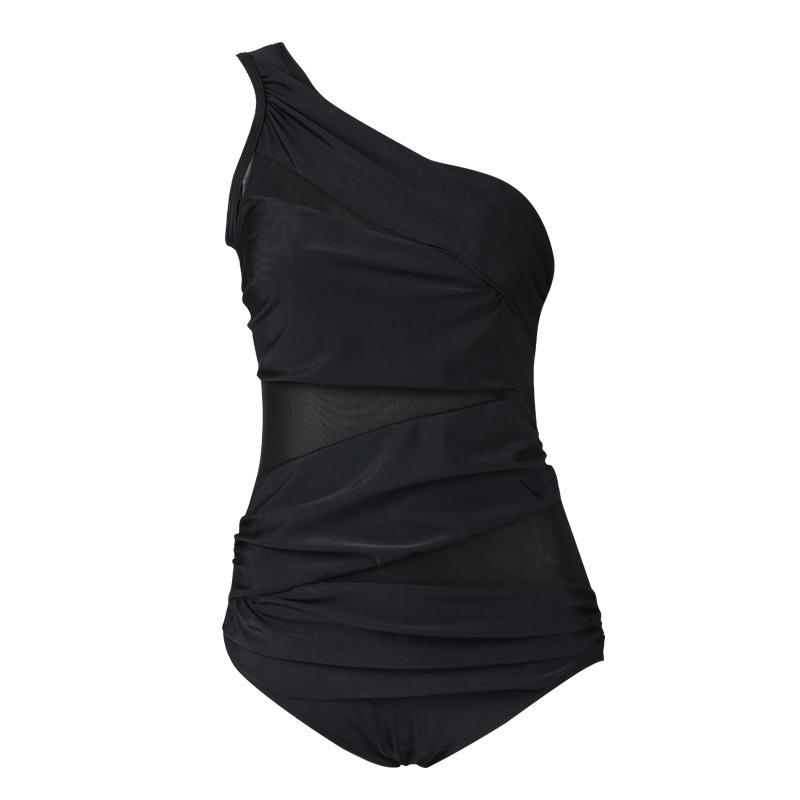 Женский сексуальный сетчатый цельный купальник летний тонкий купальник пляжная одежда больших размеров Solic Color M чёрный