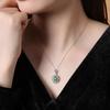 S925 sterling silver natural dangerous material jadeite necklace retro fashion light luxury egg surface hollow collarbone chain advanced design sense