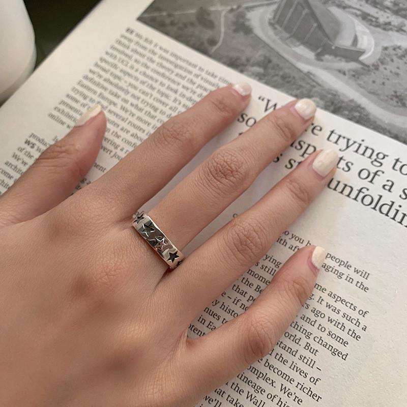 Elegant Geometric Star Ring In 925 Sterling Silver With Adjustable Open Design J1272