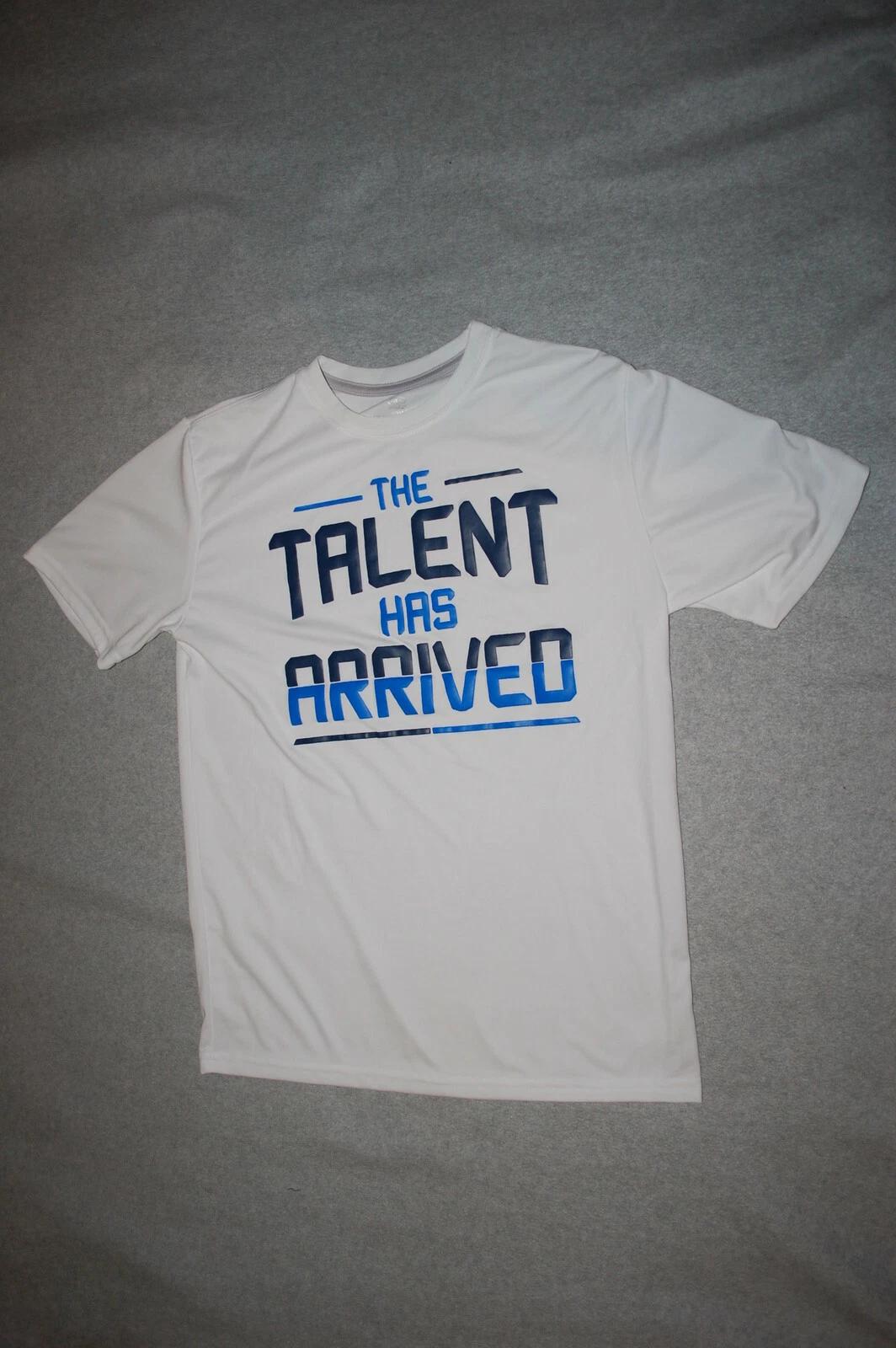 Boys S/S Ahtletic T-Shirt THE TALENT HAS ARRIVED White, Blue Lettering XXL / 18 150