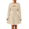 Women's Fashionable Casual Solid-color Long-sleeved Hooded Short Top + Sleeveless Dress Set